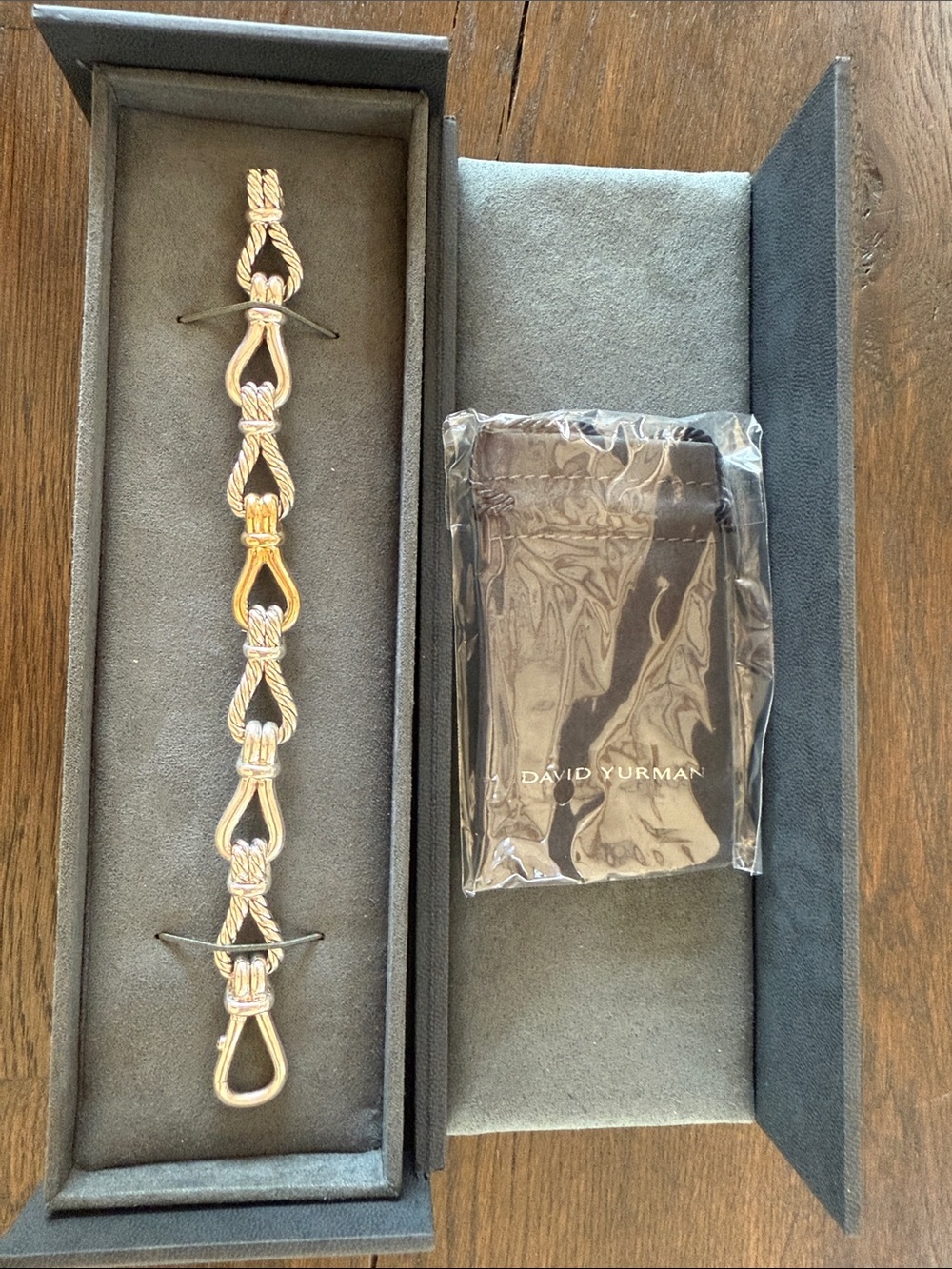David Yurman thoroughbred Two-Tone Link Bracelet in Gold and Silver